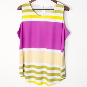 Liz Claiborne Sleeveless Top Colorblock Stripe Plus Size 1X Bold Pattern